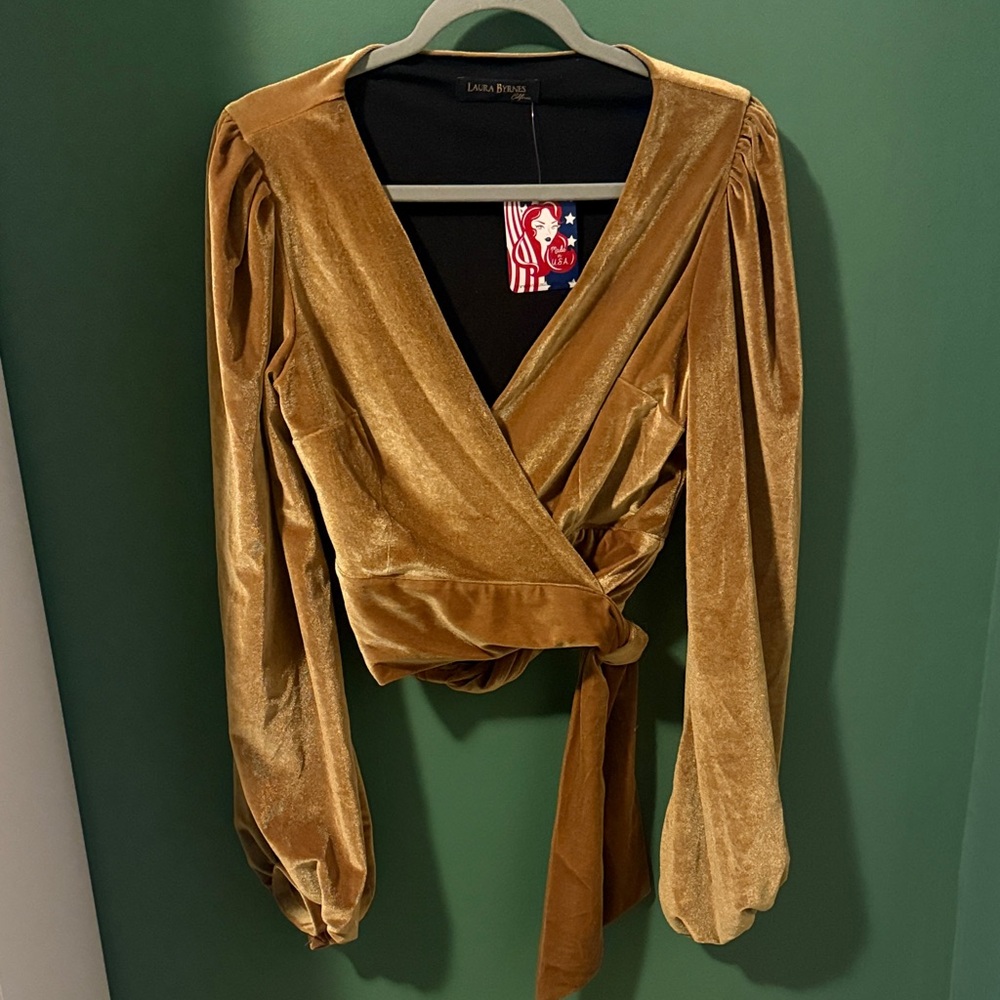 Laura Byrnes Velvet Wrap Top